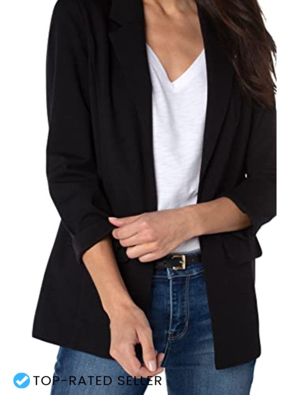 Boyfriend Blazer with Princess Darts Relaxed Fit Notch Collar Business